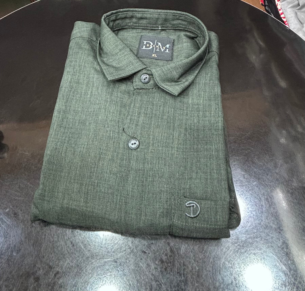 Dark Green Linen Shirt