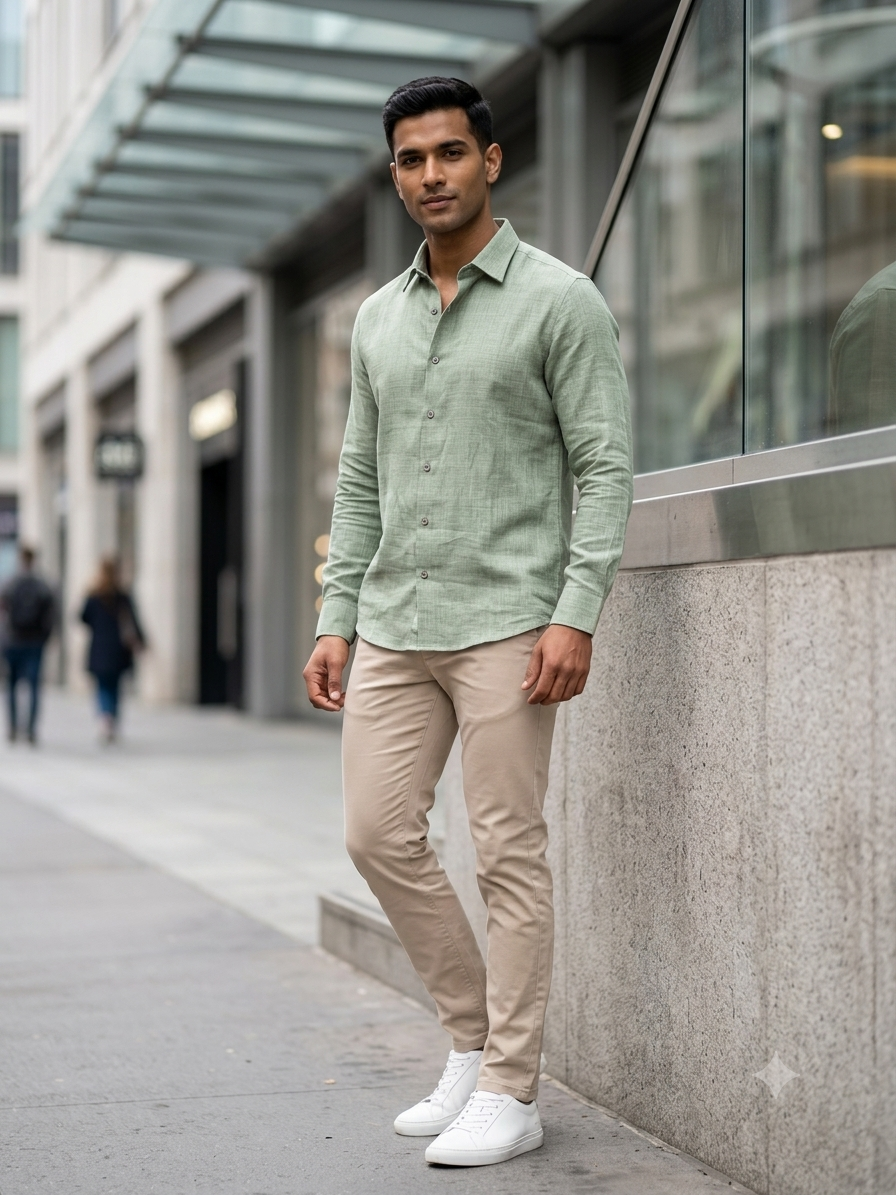 Pista Green Linen Shirt