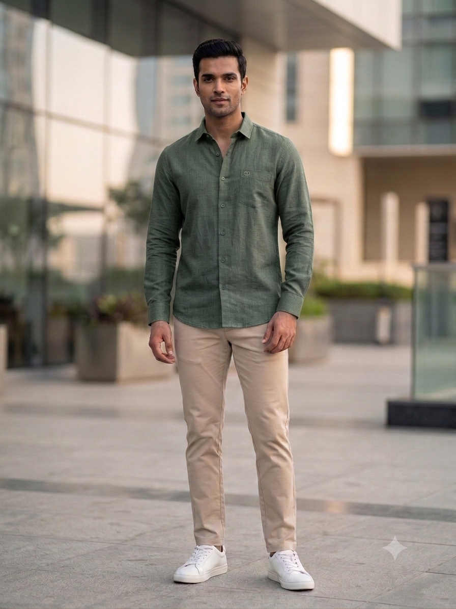 Dark Green Linen Shirt